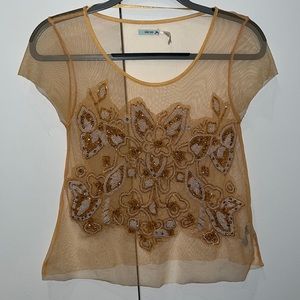 Kimchi Blue Mesh Beaded Crop Top